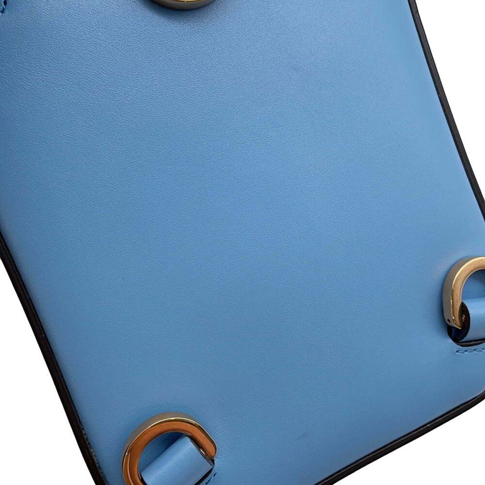 GUCCI Blue Leather Bamboo Shoulder Bag - Picture 8 of 16